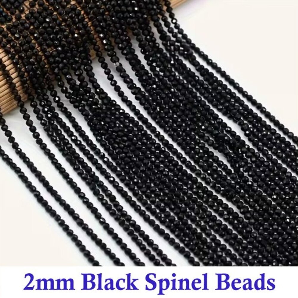 2mm Black Spinel Stone Beads, 1 strand  Approx. 15"